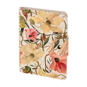 Ежедневник недат. А6 136л., кожзам, мягк.обл., гребень "Flora. Цветочная страсть" магнит.хлястик