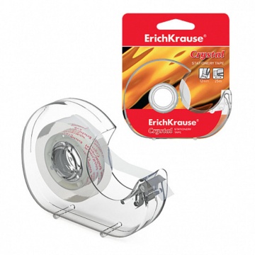 Скотч 12мм*25м, кристально-прозрачная, диспенсер