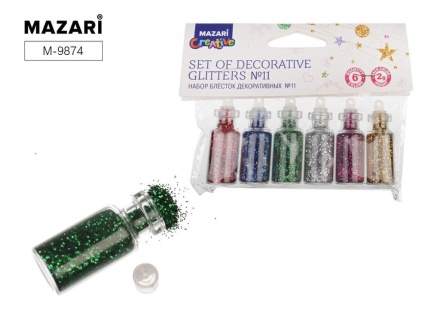 Блёстки декоративные в стекл.колбе 6цв*2гр (№11)