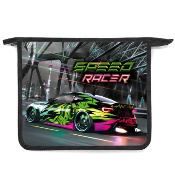 Папка д/тетрад. А5 (240*205*45) 1отд. молния сверху, пластик "Speed racer" диз. с двух сторон