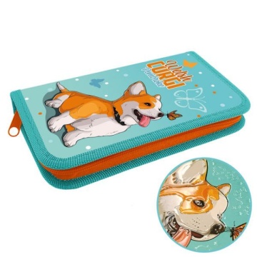 Пенал 1 отд. (190*110*27) молния, лам.картон, 3D-лак "Корги с бабочкой"