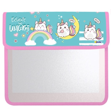 Папка д/тетрад. А5 (240*205*75) 2отд. на липучке, ламинат "Коты единорожки"