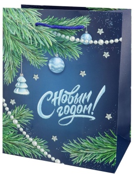 Пакет подар. бум. новогодн. 18*23*10см, 190 гр/м "Новогодние бусы"