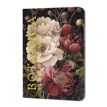 Записная книжка  90*120мм  24л. картон, скоба "BOTANICA by William Morris. Пионы на тёмном фоне" точ