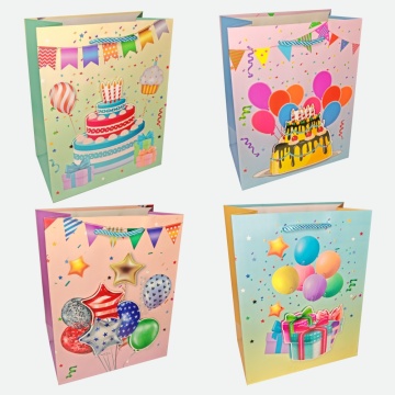 Пакет подар. бумажн. 18*24*8,5 см 210 гр/м2 Party, 4 дизайна