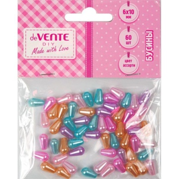 Бусины пласт. "deVENTE. Жемжужная капля"  ассорти 6*10мм 60 шт.
