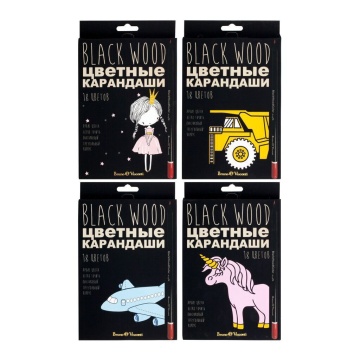 Карандаши цвет. 18цв BV "BlackWoodColor"  пластиковые