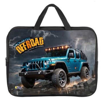 Папка для тетрадей А4 с ручками. Текстиль. ДЖИП СИНИЙ. 350х265x80мм