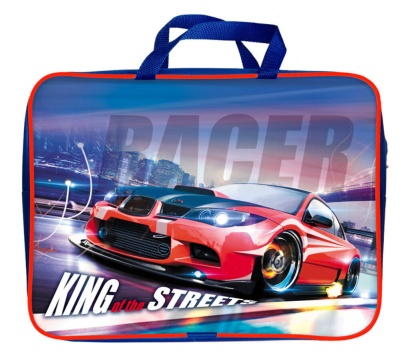 Папка А4 (360*270*80) с ручками, молния, ткань "Король улиц"