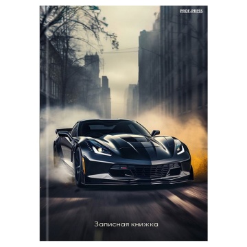 Блокнот А6 7БЦ  48л "Спортивный автомобиль в городе - 1" клетка, глянц.лам., лен