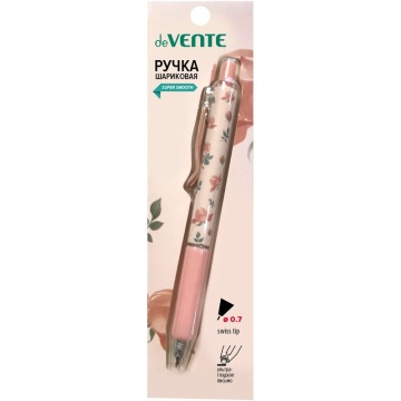 Ручка шар. deVENTE "Aroma Flowers", 0,7мм, рез.держатель, синяя,с ароматом розы, блистер