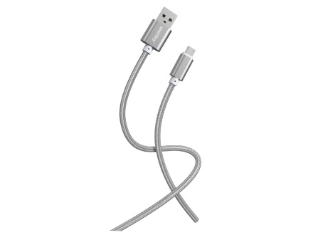 Кабель Smartbuy S02 MicroUSB для зарядки и передачи данных, серый, 3А, 1м