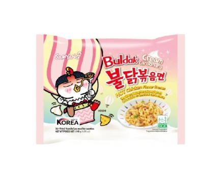 Лапша быстрого приготовления со вкусом жгучей курицы карбонара "SAMYANG" 140гр./пачка