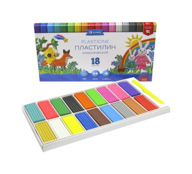 Пластилин 18цв 360гр. КЛАССИЧЕСКИЙ к/к, стек