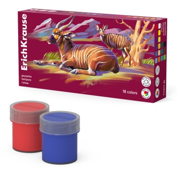 Гуашь 18цв 360мл Erich Krause Safari с УФ защитой яркости