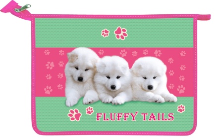 Папка д/труда А4 (335*240*85) 2отд. молния сверху, пластик/ламинат "Самоеды"