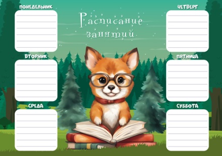 Расписание уроков 20*30см "Корги" 150гр/м