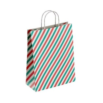 Пакет подар. бумажн. 35*26*15 см, 100 гр/м2 Широкая полоса, крученые ручки