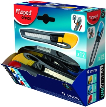 Нож канцелярский MAPED UNIVERSAL 9 мм, эргоном.