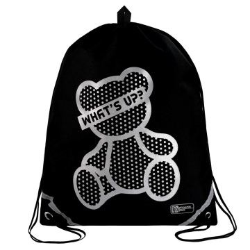 Мешок для обуви 1 отд, 360*480 светоотр. "Серебряный мишка" петля