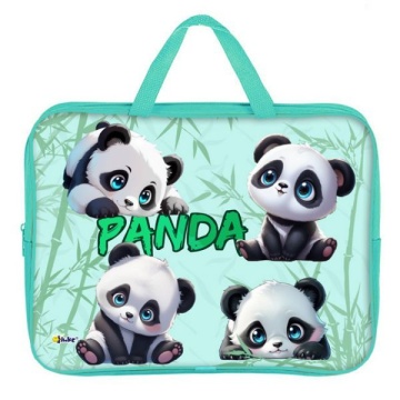 Папка для тетрадей А4 с ручками. Текстиль. ПАНДЫ МАЛЫШИ. 350х265x80мм