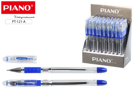 Ручка шариковая. На масляной основе. "PIANO". Прозрачн.корпус, игольч.наконечник. Синяя