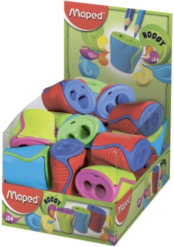 Точилка пласт. с контейнером 2 отв. BOOGY, непрозр., ассорти