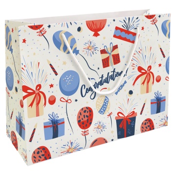 Пакет подар. бумажн. 36*26*12 см, 200гр/м2 Bang. Белый