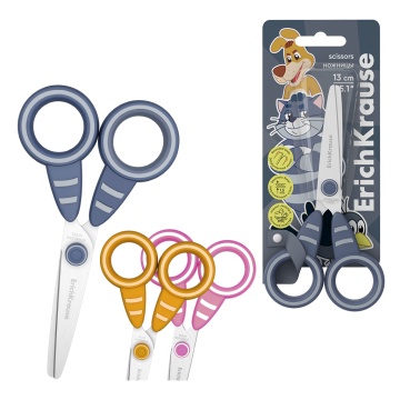 Ножницы ErichKrause Простоквашино, 13см, ассорти (в блистере по 1 шт.)