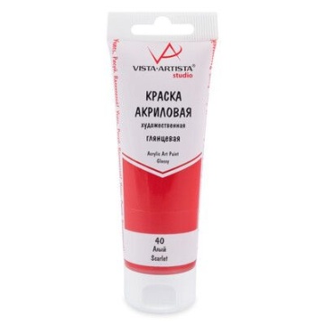 Краска акрил. "VISTA-ARTISTA" Studio 75мл глянец Алый