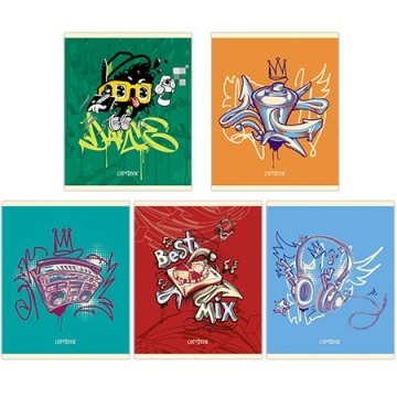 Тетрадь 48л клетка ламин "Street style art" ассорти (5диз) 60г.м2