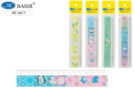 Линейка пластиковая. 15 см. С рисунком DINO. Ассорти