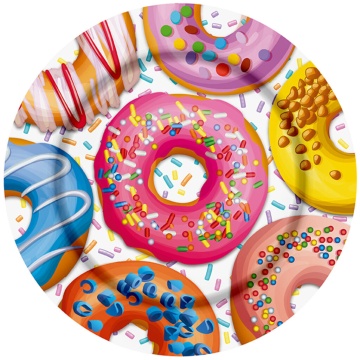 Тарелка бум. 18 см,  6 шт "Пончики"