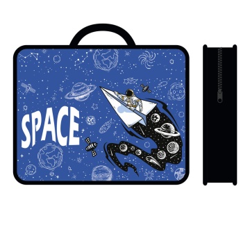 Папка А4 (330*260*75) с ручками, молния, пластик "Космос"