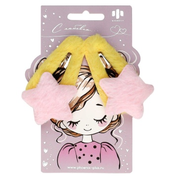 Набор заколок для волос "Феникс+. Пушистые звёздочки" 2шт., 8,9см
