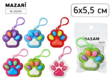 Брелок мягкий ЛАПКА, 6*5.5 см, полиуретан, 6 цветов ассорти