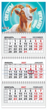 Календарь квартальный (мини) на 2027 год "Символ года. Светись, сияй, сверкай" 197х467мм