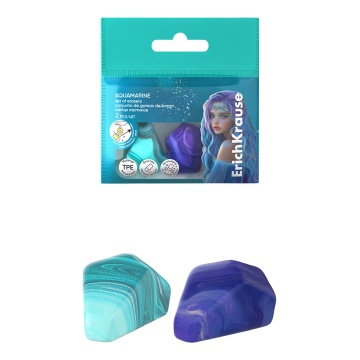 Набор из 2 ластиков ErichKrause Aquamarine (в пакете)