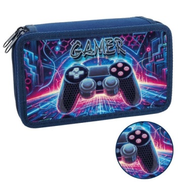 Пенал 2 отд. (190*110*45) молния, лам.картон "Неоновый джойстик" 3Dлак