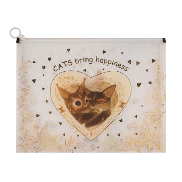 Конверт на молнии А4  Котики. Счастье, 33*24,5*3см