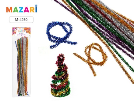 Набор для творчества: проволока синельная, d=0.6 см, длина 30 см, 30 шт. в упаковке, блестящая, микс 6 цветов, ОПП-пакет с европодвесом