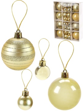 Набор елочных шаров 3-6 см,  32 шт. "Сказка" золотистый