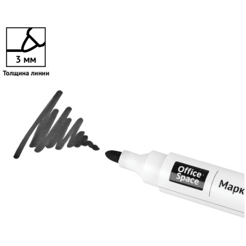 Маркер для белых досок OfficeSpace черный, пулевидный, 3мм(324655)