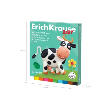 Пластилин мягкий ErichKrause для малышей на растительной основе с Алоэ Вера 10 цветов со стеком, 200