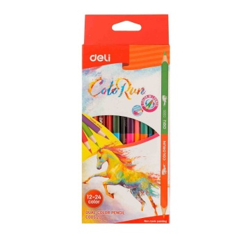 Карандаши цвет. двусторонние 12шт/24цв Deli  ColoRun