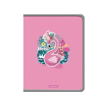 Папка для тетрадей на молнии пластиковая ErichKrause Rose Flamingo, А4+ (в пакете по 4 шт.)