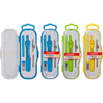 Готовальня deVENTE 5 предметов в пластиковом футляре, ассорти