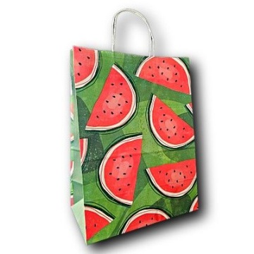 Пакет подар. бумажн. 35*26*15 см, 100 гр/м2 Фрукты 2, крученые ручки