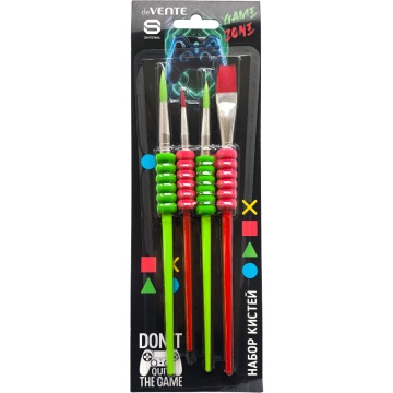 Набор кистей "deVENTE. Gamer" 4 шт, (синтетика круглые 4, 8, 12, плоская 10)