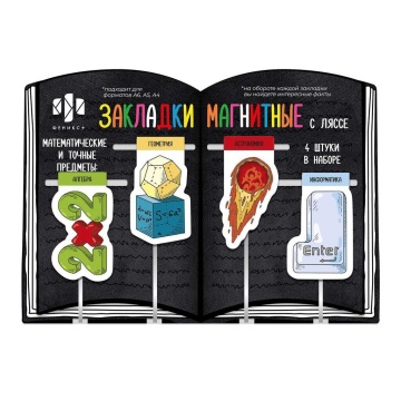 Набор закладок-ляссе магнитных 4шт. 30*57мм,32*57мм,35*57мм "Математические предметы"